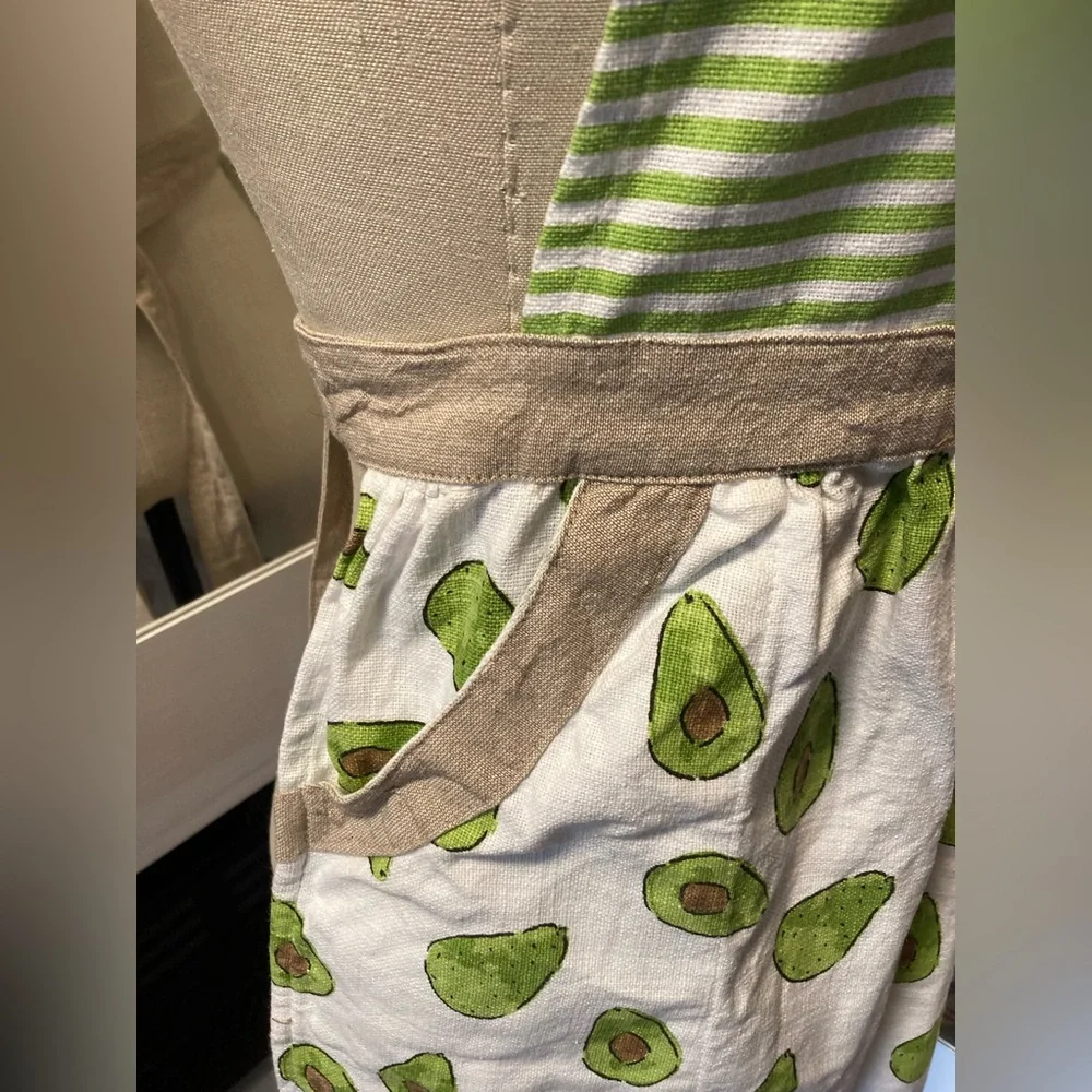 Green and White Striped Avocado Apron